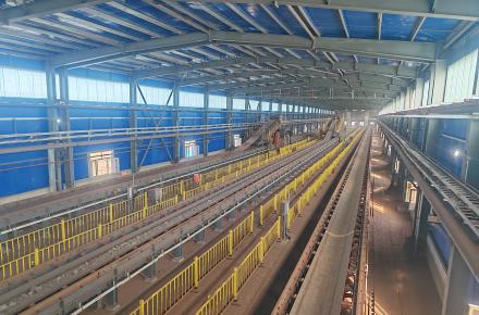 js333国际线路检测集团工程技术有限公司总承包的酒钢原矿筒仓项目筒仓本体及进出料系统正式投运